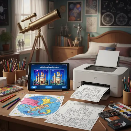 AI coloring page generator hero example