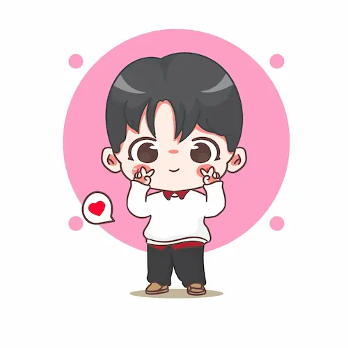 Japanese cultural festival with chibi mascots and decorations