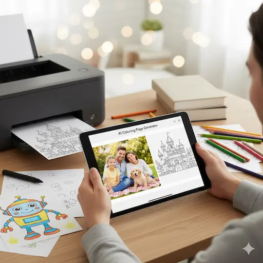 AI Coloring Page Generator: Turn Photos & Ideas into Printable Coloring Pages